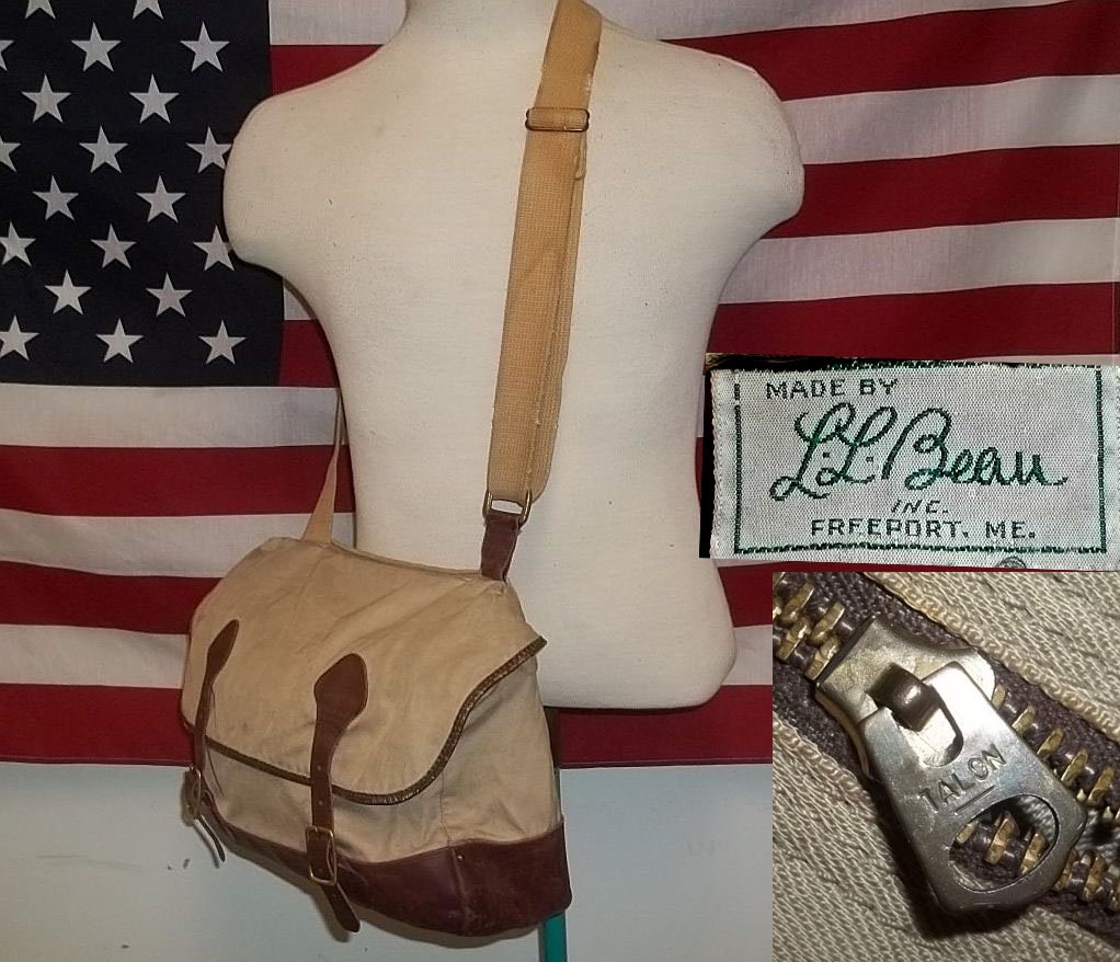 Vintage LL Bean Messenger Bag Fishing Creel Canvas Leather 1960s Tote Bag  Talon Zipper Good Condition New Lowered Price -  Denmark