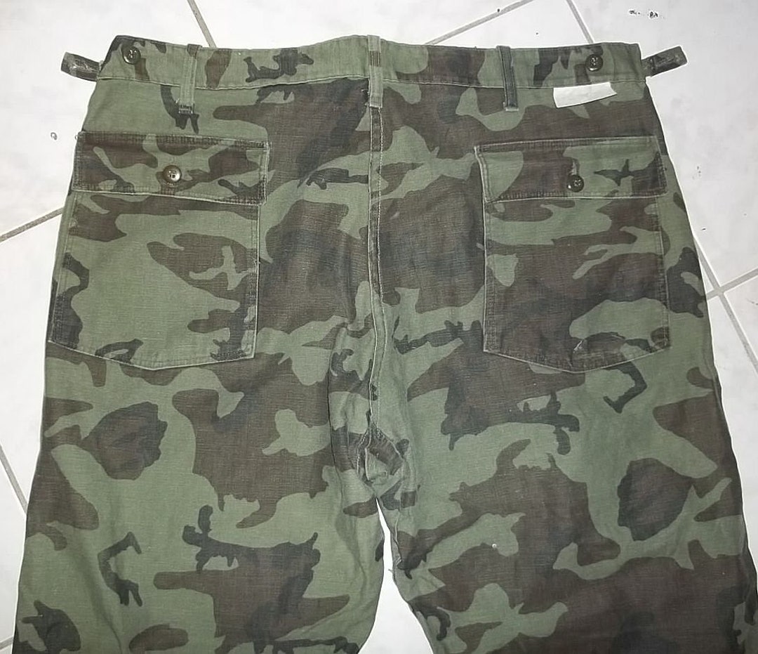 Vintage US Army Camo Pants Vietnam Fatigue ERDL Pattern Printed OG107