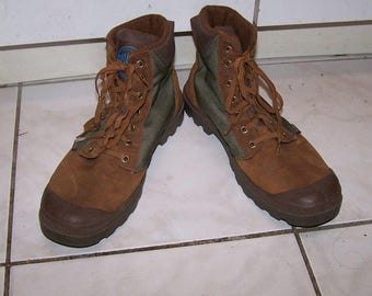 Palladium Pampa Wasserdichte Leder Stiefel - Braun & Oliv - US 9.5