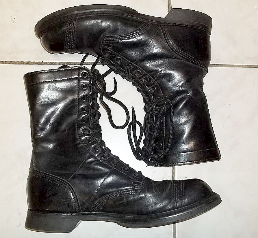 Black leather jump boots Clearance