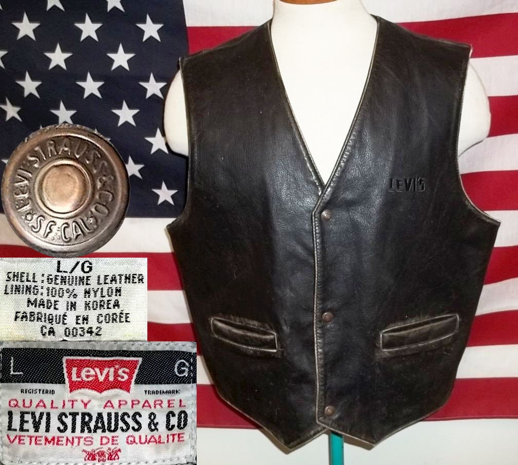 Levis Leather Vest Biker Motorcycle 