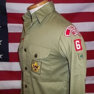 Boy Scouts Shirt Vintage BSA Uniform Sweet Orr Produkt Decorah Iowa Rat ReACH Karte olive Farbe Jungen Medium kaum getragen Versandkostenfrei