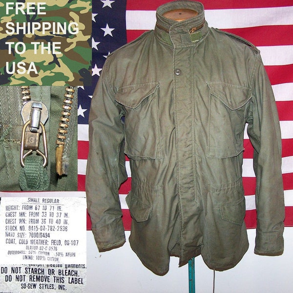 M65 field jacket 1982 issue vintage by So Sew Styles OG-107 color small regular laundered very good condition free shipping to USA