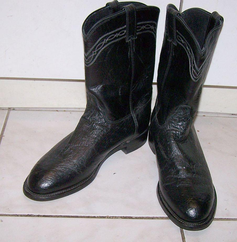 Ostrich Roper Boots Justin 3172 Low Heel Western Black Solor US Mens Size 10 D Slightly Worn Excellent Condition Free Shipping to USA Etsy