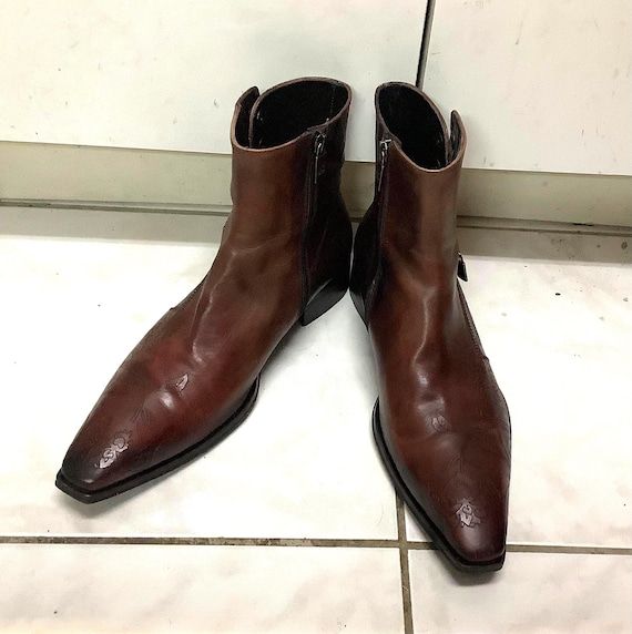 Jo Ghost Ankle Boots Made in Italy Chestnut Brown US Men display picture 1