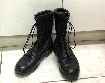 6.5W Vintage 90s US Army Combat Military Boots Black Leather