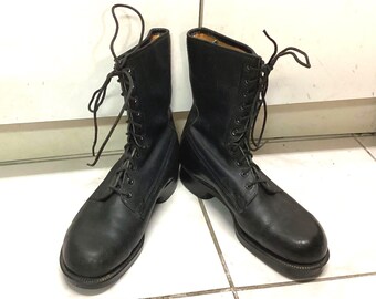 Vintage Lehigh Work Boots Safety Steel Toes, Black Leather  display picture 1