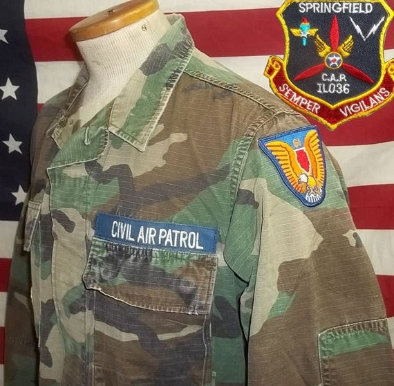 US Civil Air Patrol Shirt BDU Light Jacket Illinois Wing Military Woodland Camo Boyfriend Small Short Laundered Collectible Etsy Ireland