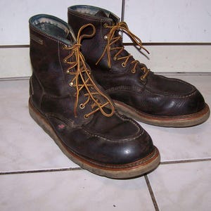 Vintage Thorogood Work Boots American Heritage Moc Toe Maxwear Wedge Size 11D