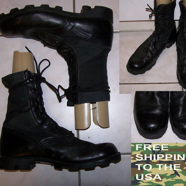 Wellco USGI jungle boots molded RoSearch Panama soles black leather cordura upper US mens 9.5 W slightly worn free shipping to the U SA
