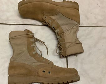 Stivali da combattimento Belleville Desert dell'esercito americano: pelle scamosciata Cordura color cuoio, taglia uomo USA 8.5 R
