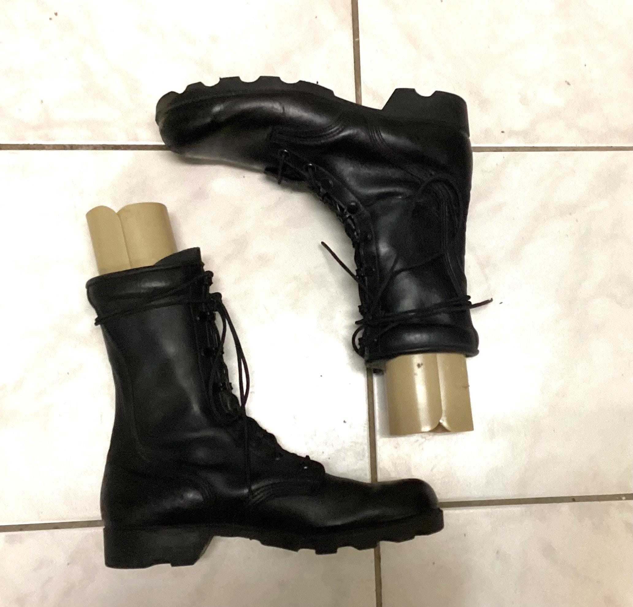 Vintage 1981 Black Leather Combat Boots 8.5R PH Code Original Laces & Soles NOS 1984 Combat Jump Utility Army Boots Steel Toe Size 5N  main image 3