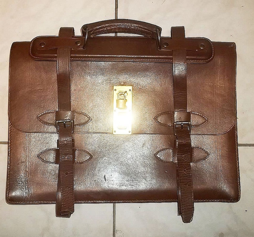 WW2 US Army Briefcase Attache Bag Expandable Heavy Leather Etsy