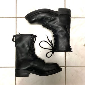 Botas militares Addison para trabajo, seguridad, puntera de acero, cuero negro, talla 8R