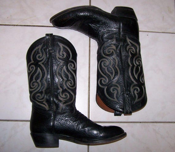 Tony Lama Ostrich Boots Western Model Bonham: Black Leather  display picture 2