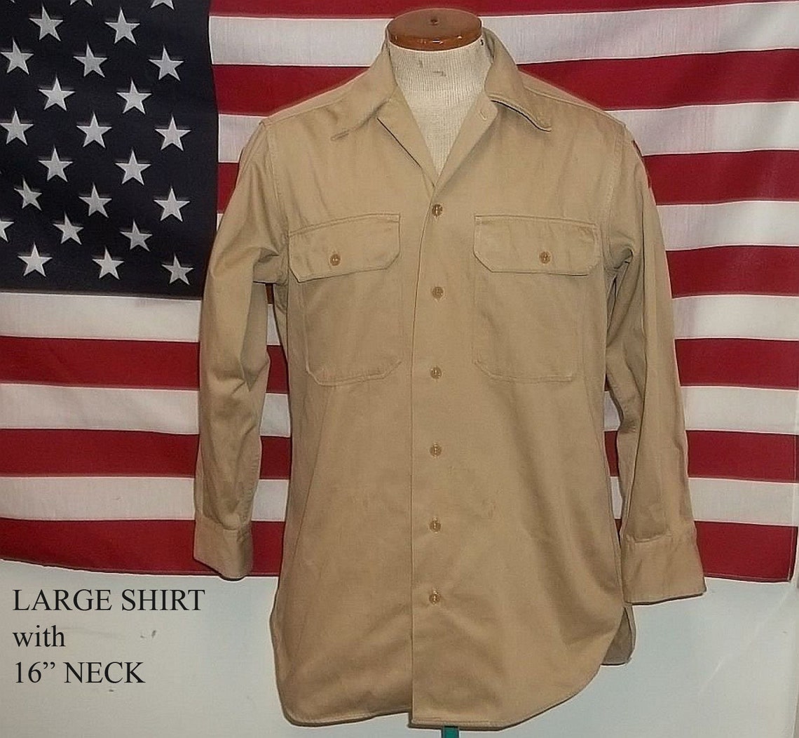 Vintage WW2 US Army khaki service shirt military cotton Etsy