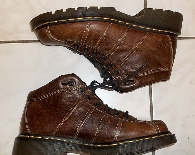 Dr Doc Martens Hiking Boots Model 9763 Dark Tan Airwalk Cushion Soles