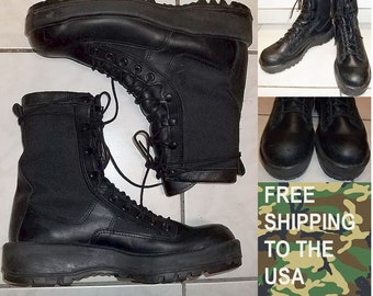 Altama flight boots for combat vehicle crewman black leather cordura size 9 R gently worn good condition clean free shipping to the USA