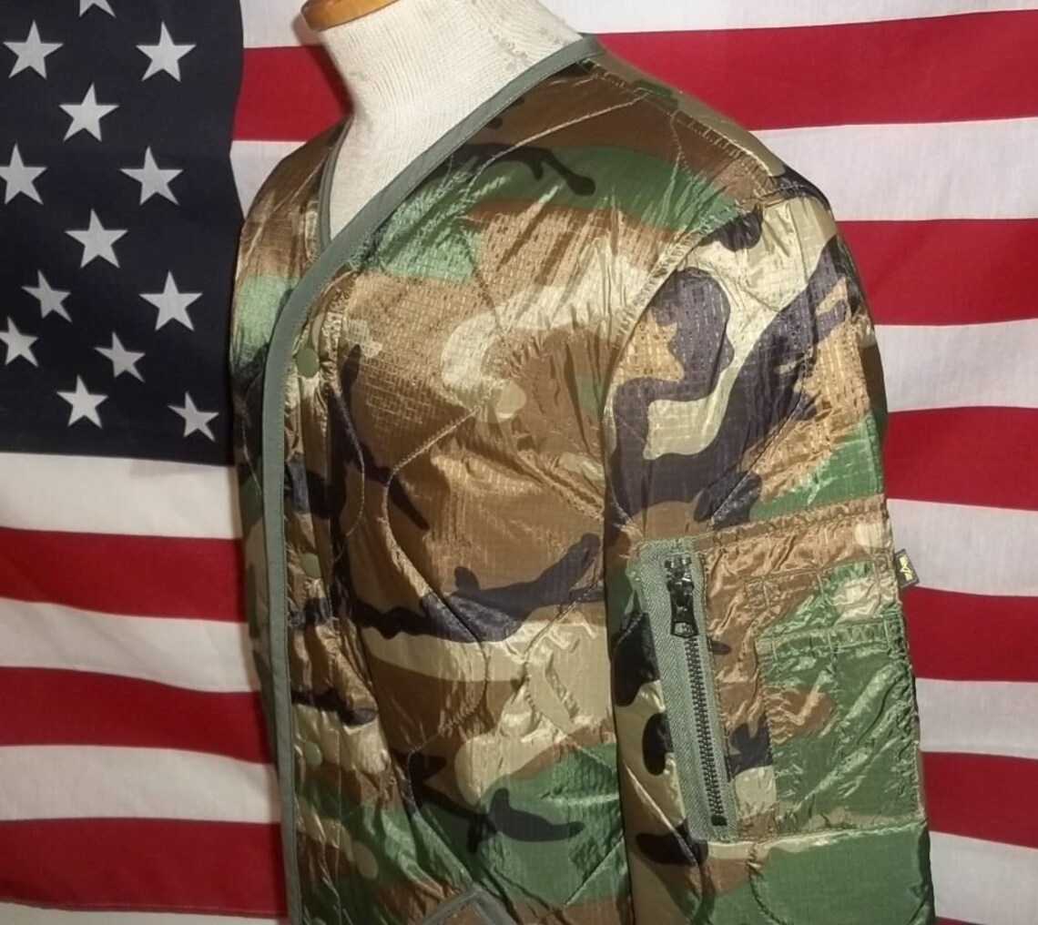 Alpha M65 field jacket liner quilted windbreaker woodland camo Etsy