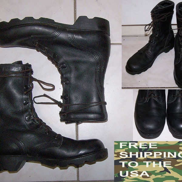 Vintage McRae combat boots US Army 1997 issue all leather black molded RoSearch outsoles size 6 R slightly worn very good free US shipping