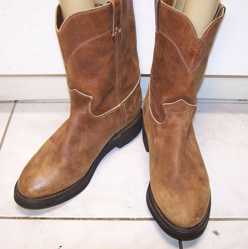 Justin Work Boots Conductor Hazel Brown Leather, US Men display picture 1