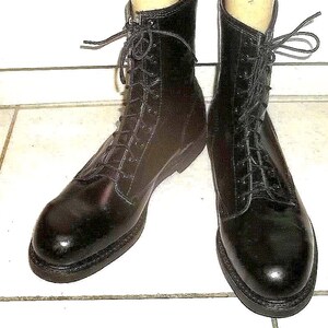 Vintage Lehigh Work Boots Safety Steel Toes, Black Leather  display picture 1