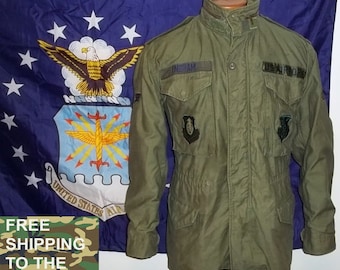 USAF M65 field jacket Air Force coat So Sew Styles with patches olive OG-107 color small regular size collectible free shipping to USA