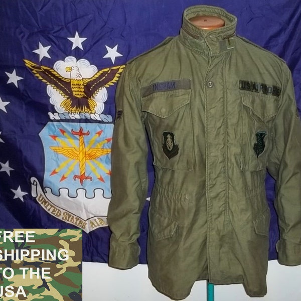 USAF M65 field jacket Air Force coat So Sew Styles with patches olive OG-107 color small regular size collectible free shipping to USA