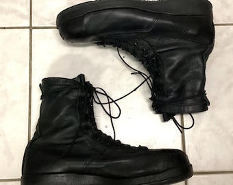 Botas de seguridad militares Belleville 500ST, impermeables, con puntera de acero, de cuero negro, talla 13 R para hombre (EE. UU.)