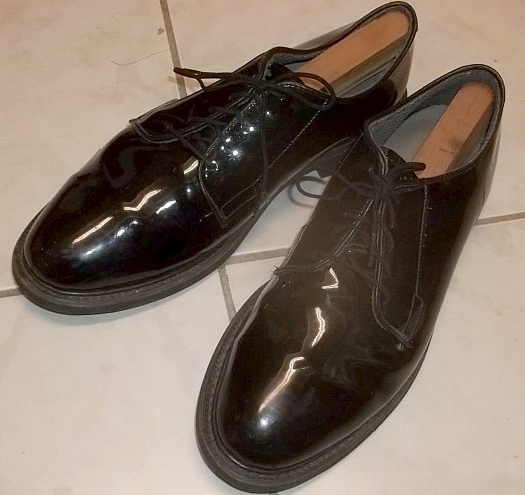 Bates Army Dress Shoes Uniform Footwear Black Patent Vinyl Etsy