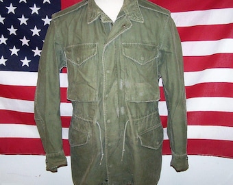 Vintage 1950s M-51 US Army OG Cotton Field Jacket Sz Medium