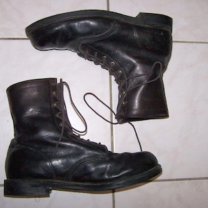 Vintage Chippewa Work Boots: Black Leather, Resoled Vibram, US Men&#39;s 12 4E