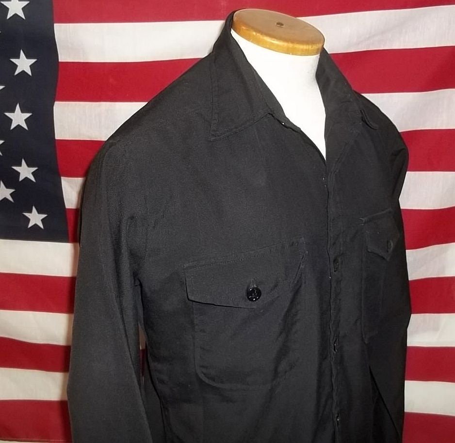 USN Uniform Shirt US Navy Poly Wool Blend Mens Medium Size