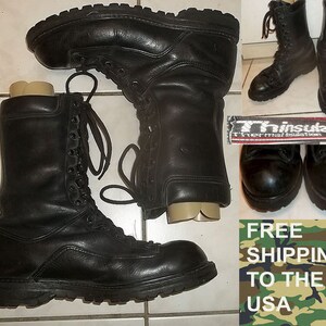 Matterhorn Corcoran 1949 military field boots Thinsulated black leather Vibram soles made in USA size 9.5 M gently worn free US shipping image 1