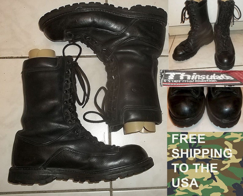 Matterhorn Corcoran 1949 military field boots Thinsulated black leather Vibram soles made in USA size 9.5 M gently worn free US shipping image 1