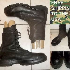 Army work boots  Belleville 360ST US military safety with steel toes black leather upper Vibram soles US mens size 11 M free shipping to USA