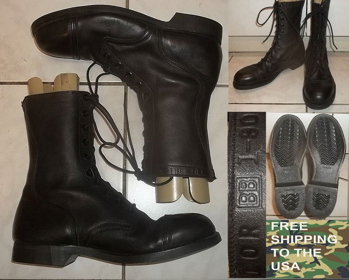 HH Brown Safety Boots Steel Toes Laced Black Leather 