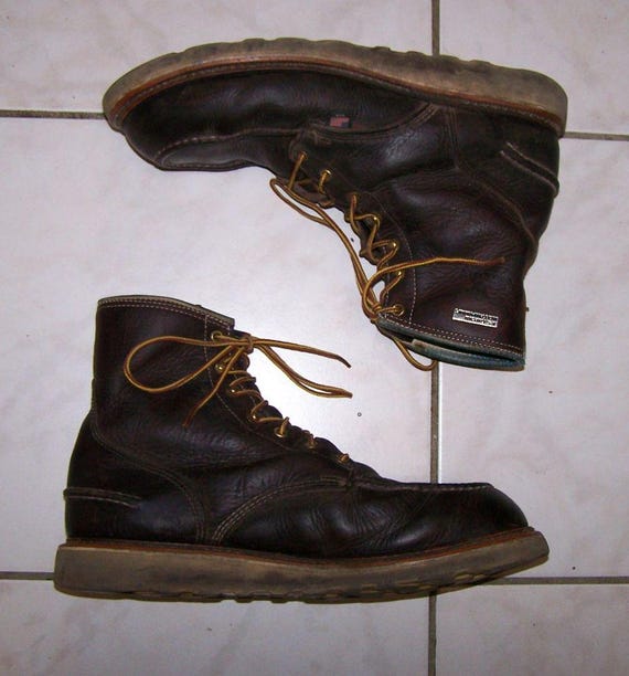 Thorogood, Vintage Thorogood Work Boots American Heritage Moc Toe Maxwear Wedge Size 11D
