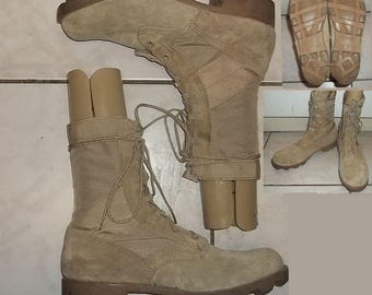 Wellco  Combat Boot Men\'s Size 15.5 EW~ Extra Wide Canvas, Suede, Leather Tan WELLCO Suede Combat Tactical Boots Men 15.5 M Tan Leather  main image 4