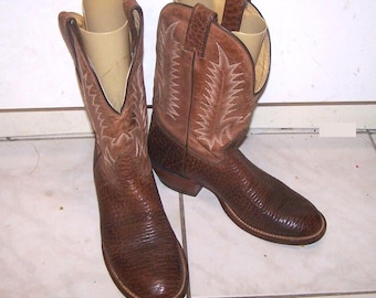 Vintage Nocona Cowboy Boots bullhide: Brown Beige, US Mens 8.5 D