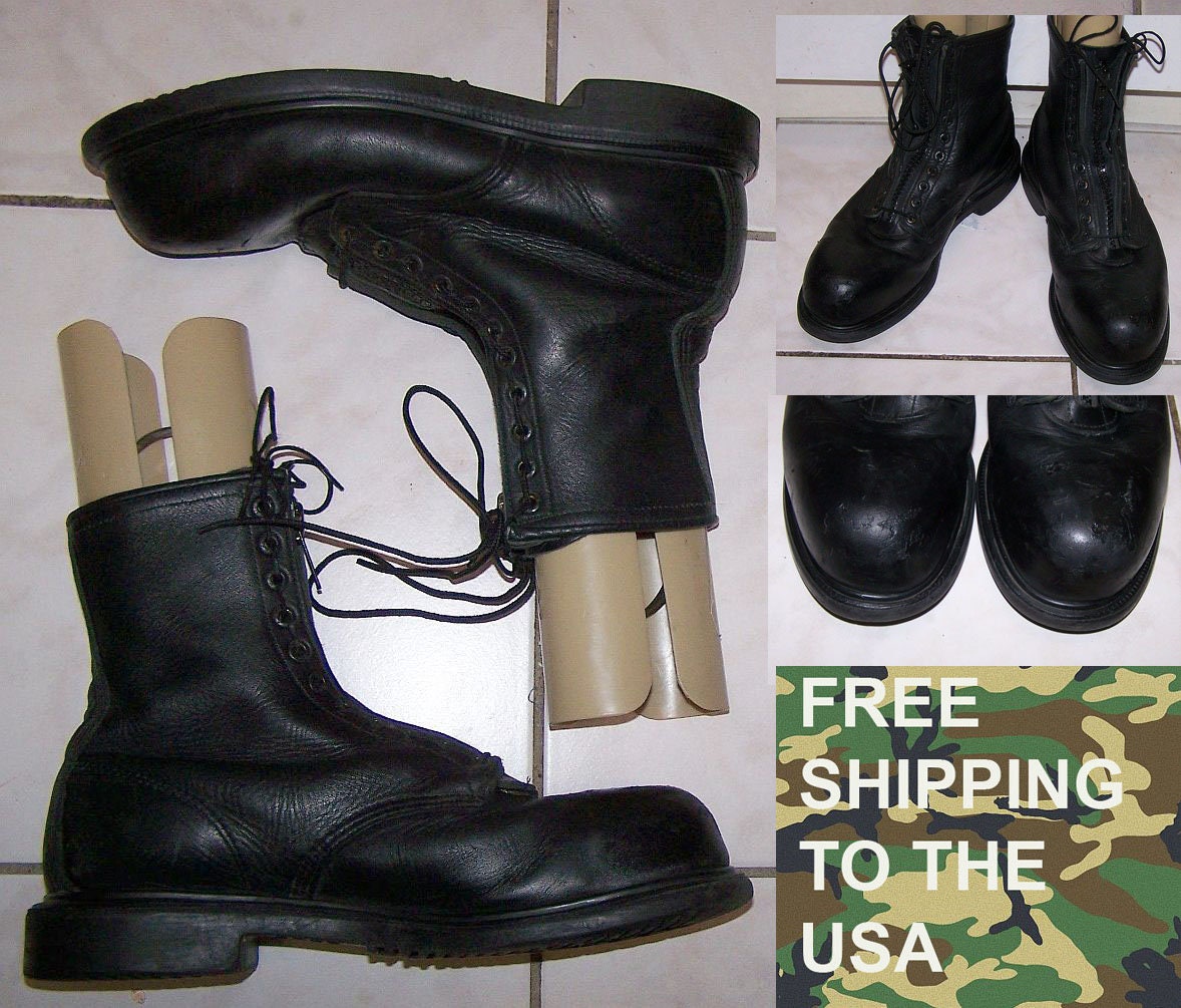 Red Wing firefighter boots steel toes model 4473 black leather US mens 11.5 D moderately worn good condition clean free shipping to USA