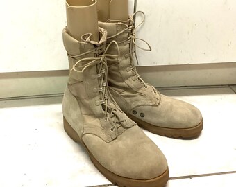 Men's 9 Wide 70s US Army Combat Boots / Military Zig Zag Sole