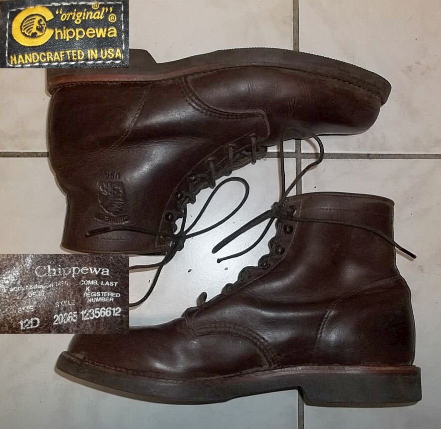 Chippewa Ellison 20065 Leather Work Boots mens Size 12D chocolate Apache 6 made in USA very good condition new lowered price