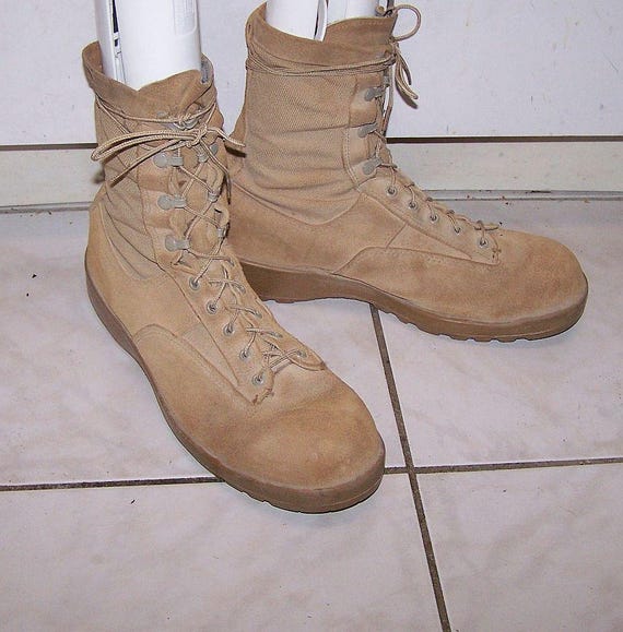 Belleville Men\'s Suede Boots Tan Lace Up Vibram Soles Sz 9.5 R Belleville Boots 390 DES - Hot Weather Tan Combat Boots main image 2