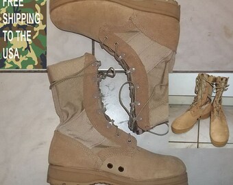 Belleville army boots desert combat coyote suede cordura upper Vibram sole US mens size 6.5 womens 8.5 Mondopoint 253x94  new never worn