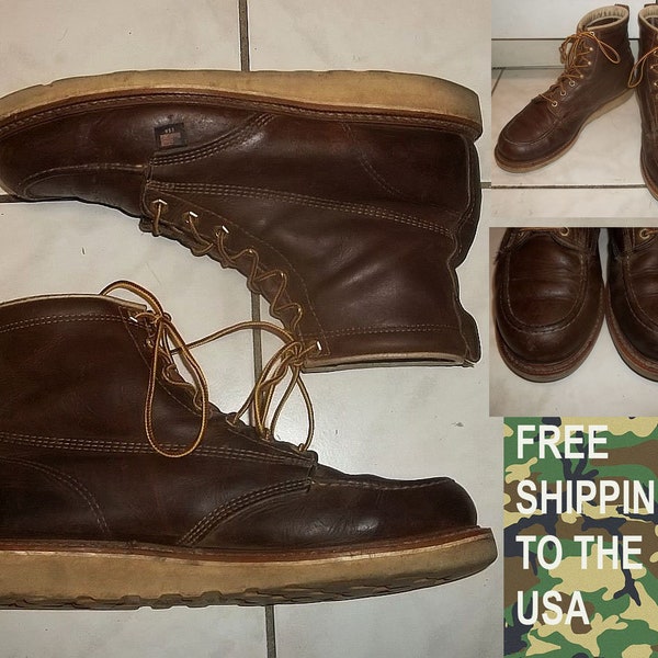 Thorogood work boots American Heritage 8" moc toe Maxwear wedge brown color size 12 D moderately worn good condition free US shipping