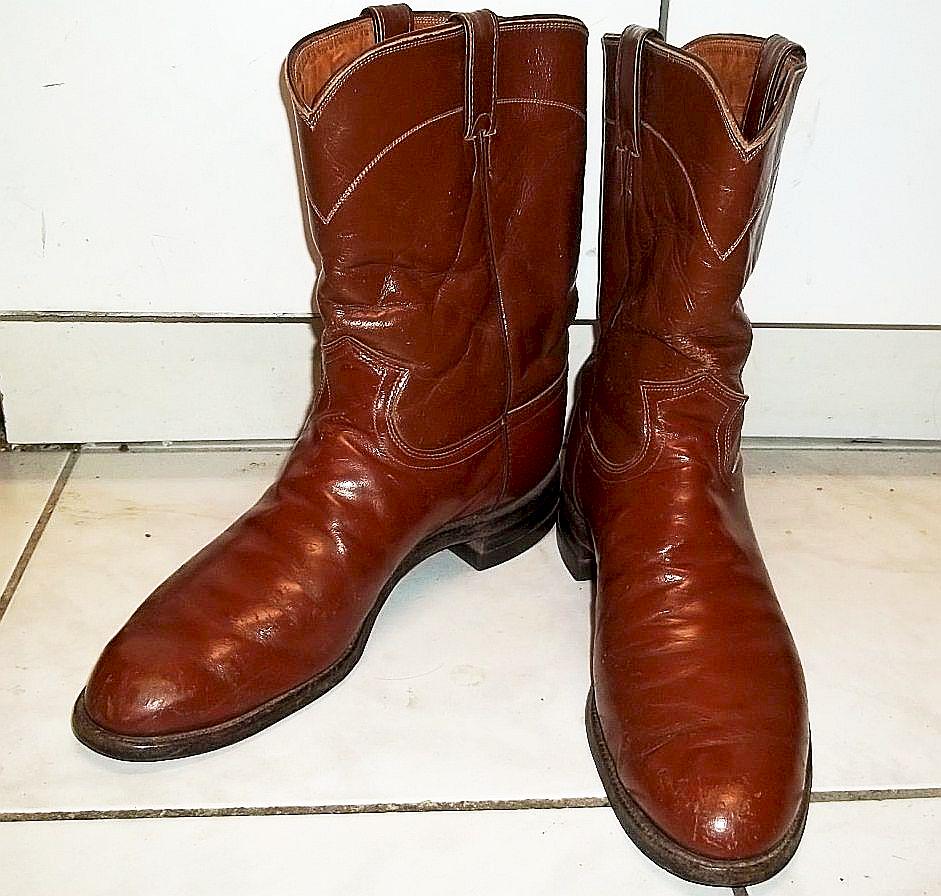 Roper Cowboy Boots Justin Cognac Color Leather, Size 12B - Etsy display picture 2