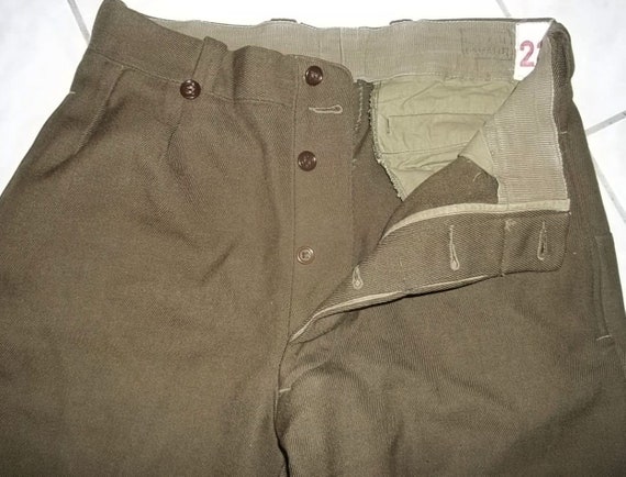 WW2 French Army wool gabardine pants field uniform olive color | Etsy
