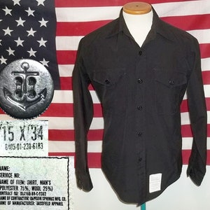 US Navy Uniform Shirt: Poly Wool Blend, Mens Medium (15x34)