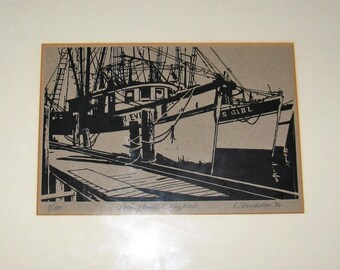 Noted Artist Lee Drechsler Serigraph Print of Key West Shrimp Boat I, Pencil signed and dated 1986